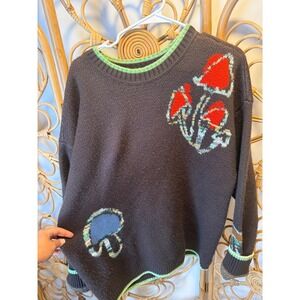 Urban Outfitters‎ Mushroom Knit Sweater Brown Green Crewneck Womens Large